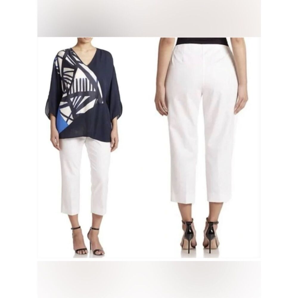NWT Lafayette 148 New York Lexington White Cropped Straight-Leg Pants 16 - Picture 1 of 7